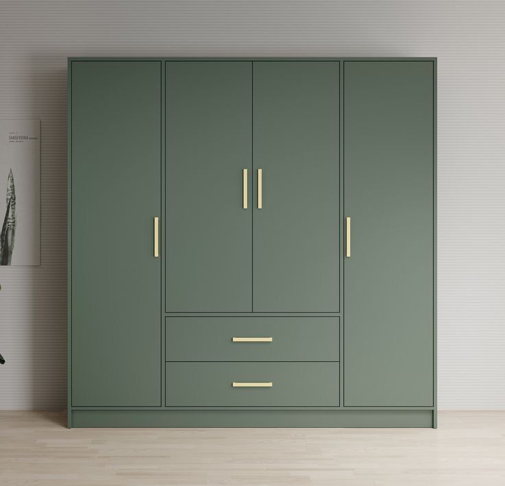 خزانة ملابس 4 أبواب مع مرايا وأدراج