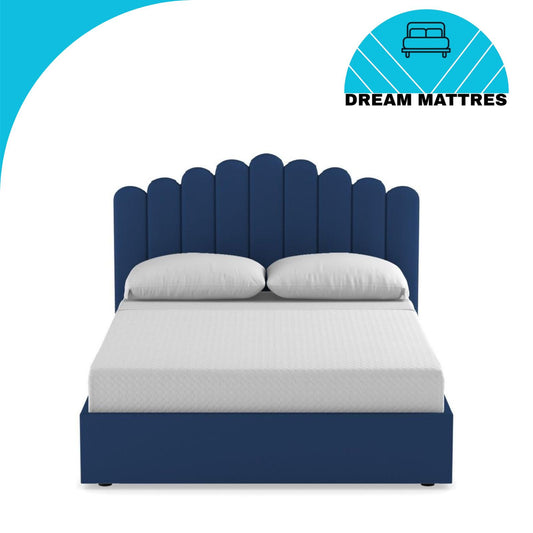 Scalloped Velvet Headboard Bed & Shell Bed سرير برأسية متموجة