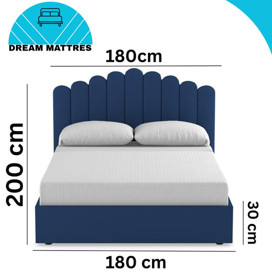 Scalloped Velvet Headboard Bed & Shell Bed سرير برأسية متموجة