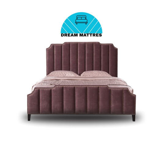 Purple Velvet Vertical Channel Tufted Bed